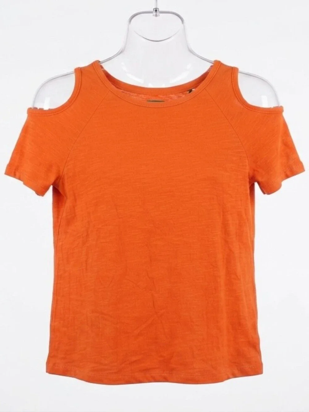 Crazy 8 Girls Large (10-12) Orange Cold Shoulder Short Sleeve T-Shirt